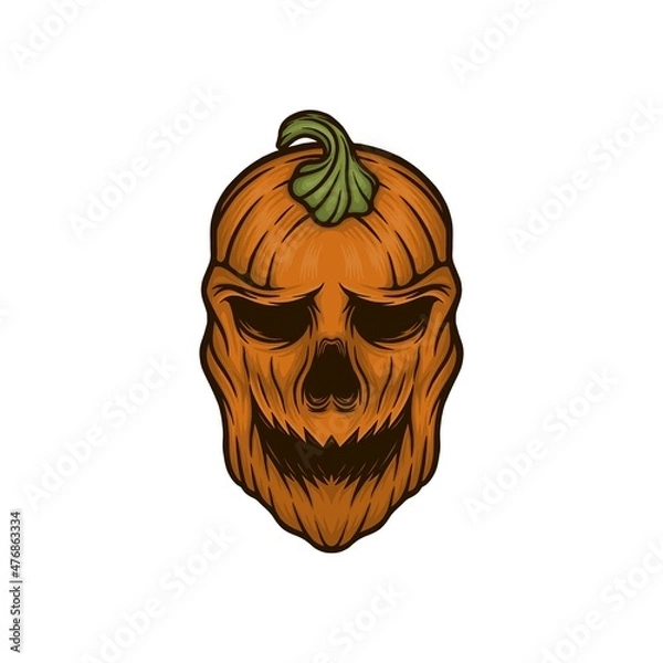 Obraz halloween pumpkin head skull vector illustration