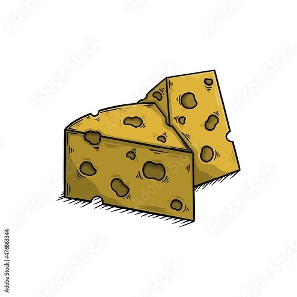 Obraz cheese on a white background vector illustration