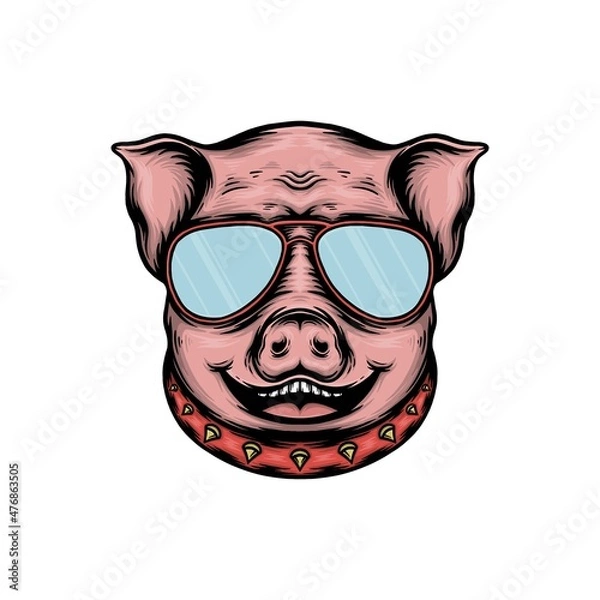 Obraz head pig vector illustration