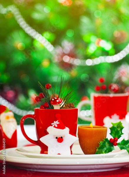 Fototapeta Christmas table setting