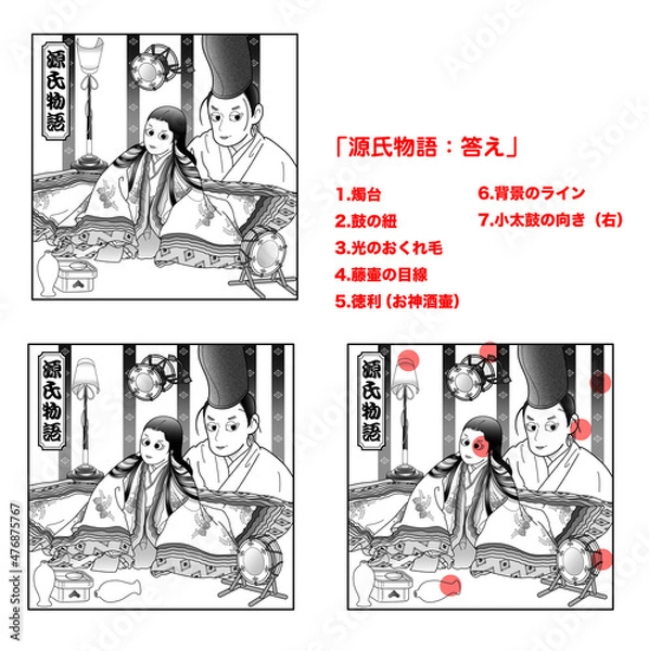 Obraz 歌舞伎,まちがい探し,源氏物語