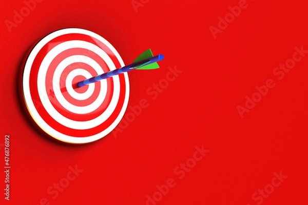 Obraz 3Dレンダリングによる的の中心に命中する矢の背景イラスト