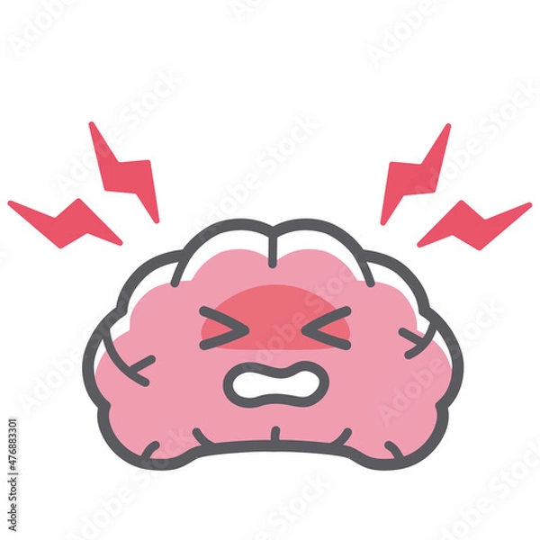 Obraz ダメージを受ける脳のシンプルで可愛いイラスト