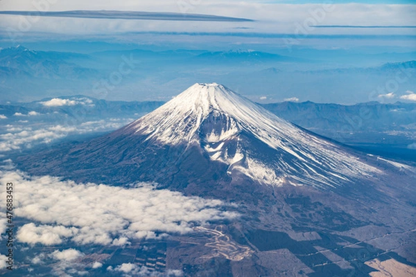 Fototapeta 上空から見た冬の富士山