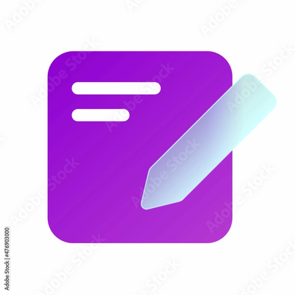Fototapeta Vector modern trend icon in the style of glassmorphism with gradient, blur and transparency. edit document symbol and icon