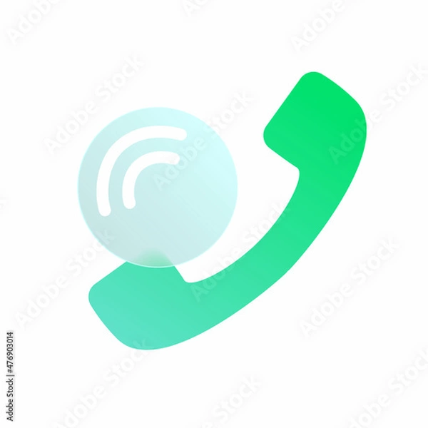Fototapeta Vector modern trend icon in the style of glassmorphism with gradient, blur and transparency.call and phone symbol and icon
