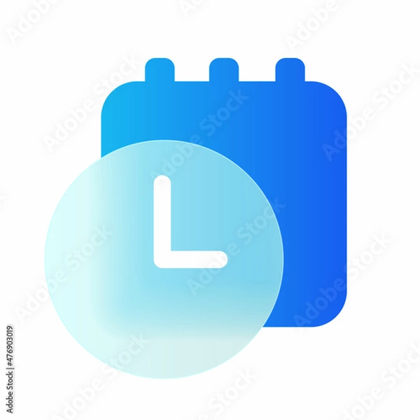Fototapeta Vector modern trend icon in the style of glassmorphism with gradient, blur and transparency. calendar with clock symbol and icon