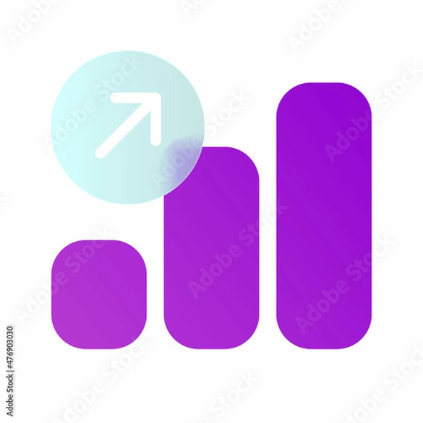 Fototapeta Vector modern trend icon in the style of glassmorphism with gradient, blur and transparency. chart growth symbol and icon