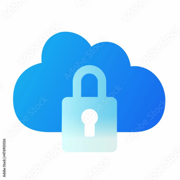 Fototapeta Vector modern trend icon in the style of glassmorphism with gradient, blur and transparency. cloud  lock symbol and icon