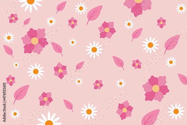Fototapeta Spring pattern pink background, with bright elegant color looks fresh with blooming leaves and flowers