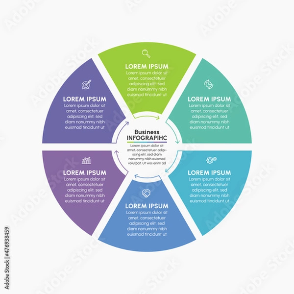 Fototapeta Business circle. timeline infographic icons designed for abstract background template milestone element modern diagram process technology digital marketing data presentation chart Vector