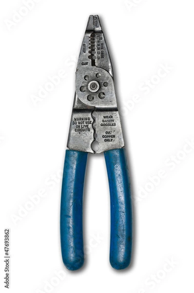 Fototapeta Used wire strippers on isolated background with path