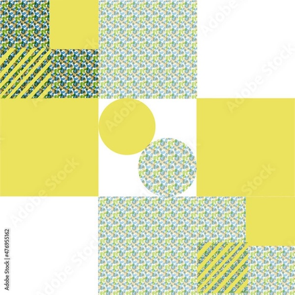 Obraz Trendy yellow-gray background of geometric elements.