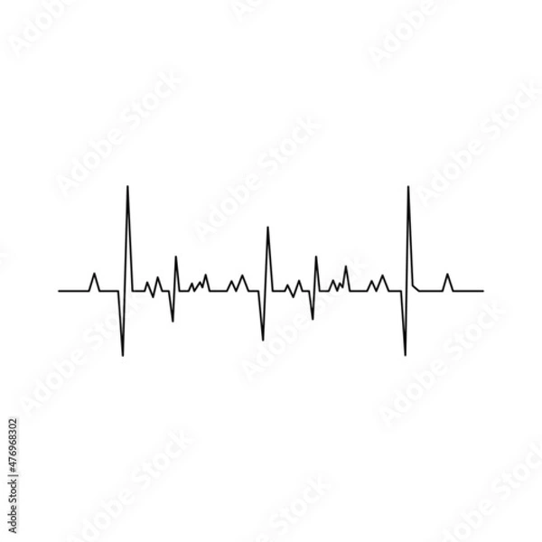 Fototapeta The heartbeat cardiogram icon is black on a white background.