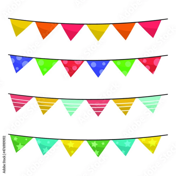 Fototapeta Happy new year colorful flag flat vector illustration