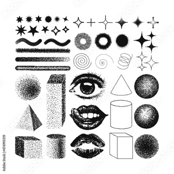 Fototapeta vector Memphis design elements. Retro graphics set , 80s design trends and vintage geometric element illustration. Collection of vector