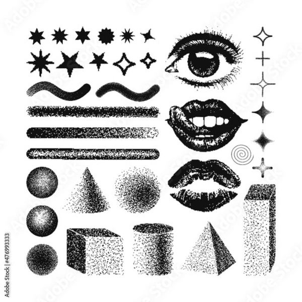Obraz vector Memphis design elements. Retro graphics set , 80s design trends and vintage geometric element illustration. Collection of vector