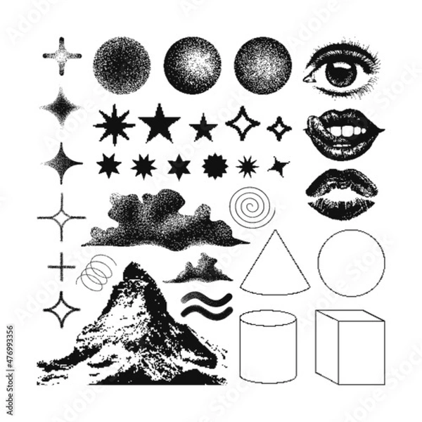 Obraz vector Memphis design elements. Retro graphics set , 80s design trends and vintage geometric element illustration. Collection of vector