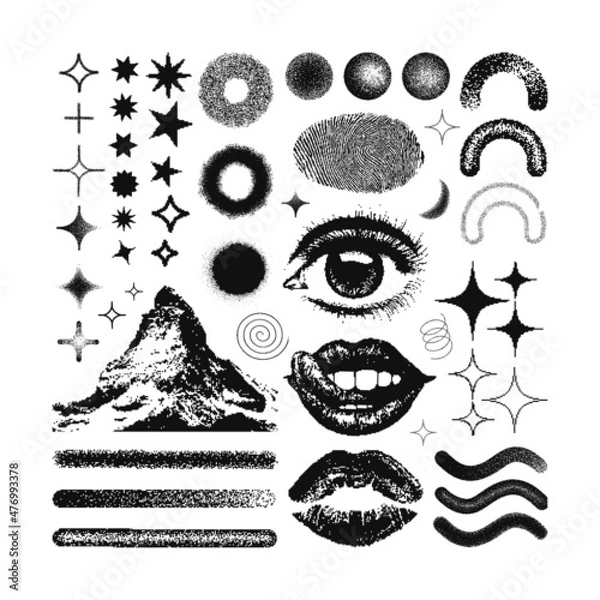 Obraz vector Memphis design elements. Retro graphics set , 80s design trends and vintage geometric element illustration. Collection of vector