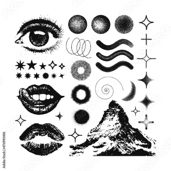 Fototapeta vector Memphis design elements. Retro graphics set , 80s design trends and vintage geometric element illustration. Collection of vector
