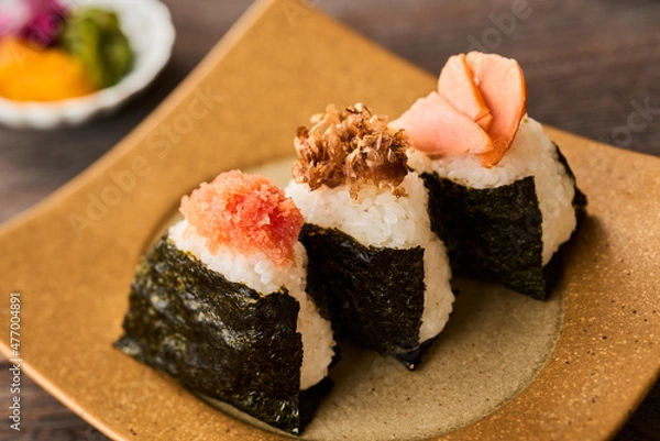 Fototapeta おにぎりと漬物