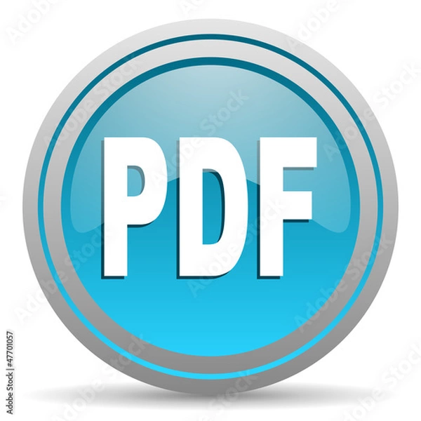 Fototapeta pdf blue glossy icon on white background