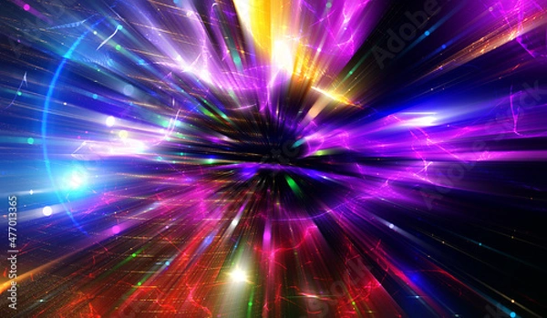 Obraz Explosion star with particles. abstract multicolored background. illustration beautiful.