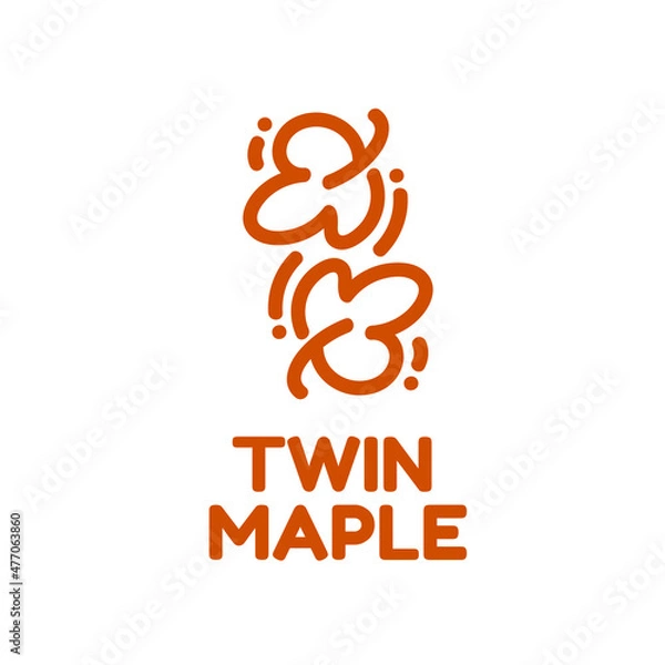 Obraz twin double maple leaf nature logo concept design illustration