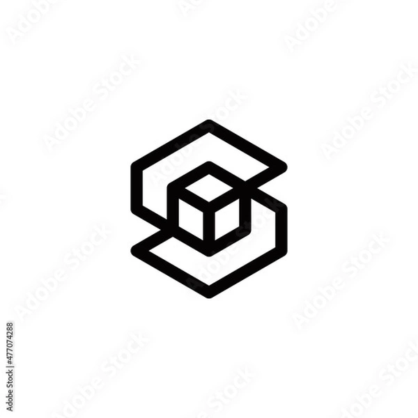 Fototapeta s initial cube logo design vector template