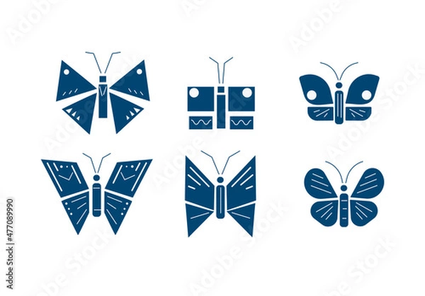Obraz butterfly isolated flat vector illustration set