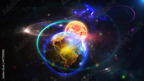 Obraz planet in space and sun