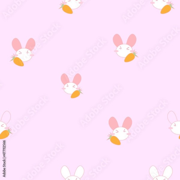 Obraz rabbit seamless pattern with pink background color. Vector illustration.