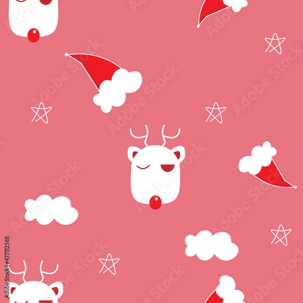 Fototapeta deers seamless pattern with background cartoon style. Vector illustration.