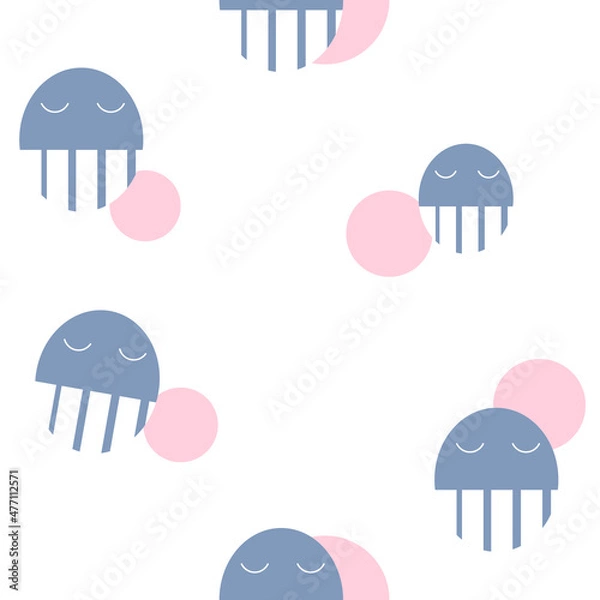 Obraz jellyfish semaless pattern with light background.Vector illustration
