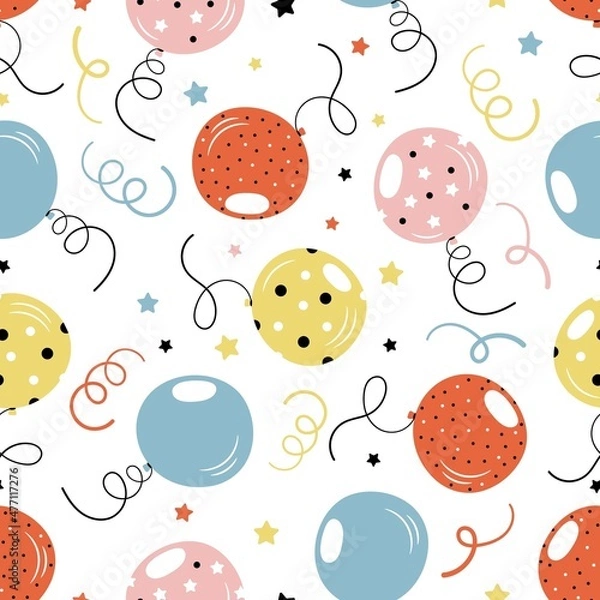 Obraz festive balloons seamless pattern on white background