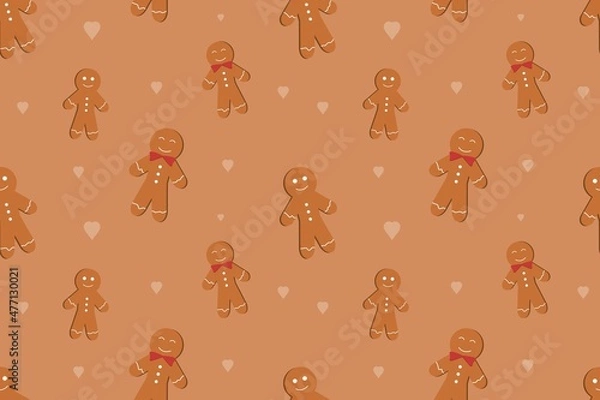 Obraz Christmas Gingerbread Seamless Pattern Brown Design
