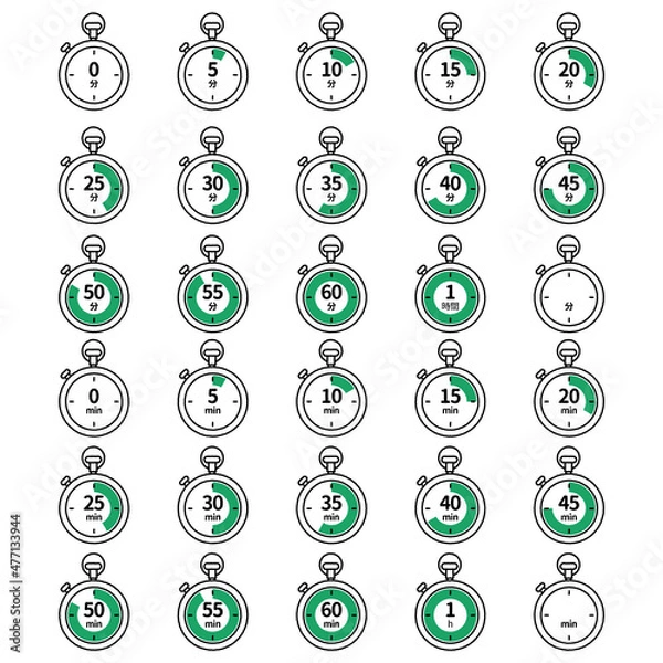 Obraz タイマーアイコン（5分刻み、0分～60分）