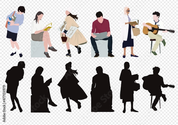 Fototapeta 독서 및 버스킹 등 취미생활을 하는 사람 벡터 소스