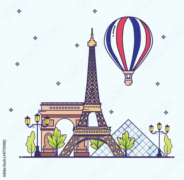 Fototapeta city eiffel tower, Paris, vector illustration