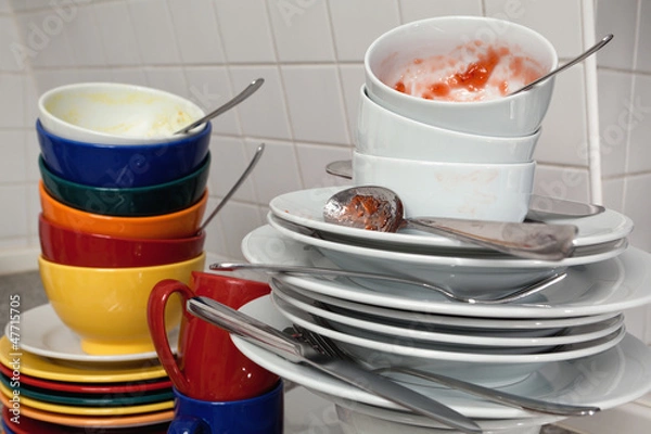 Obraz Geschirr, Stapel, schmutzig