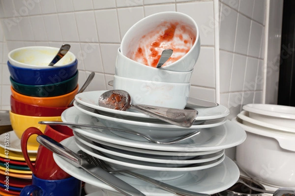 Obraz Geschirr, Stapel, schmutzig