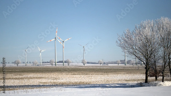 Obraz wind turbines in winter