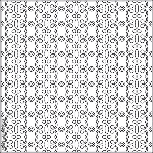 Fototapeta  Vector ethnic pattern with symmetrical elements . Repeating geometric tiles from striped elements.Monochrome texture.Black and white pattern for wallpapers and backgrounds.