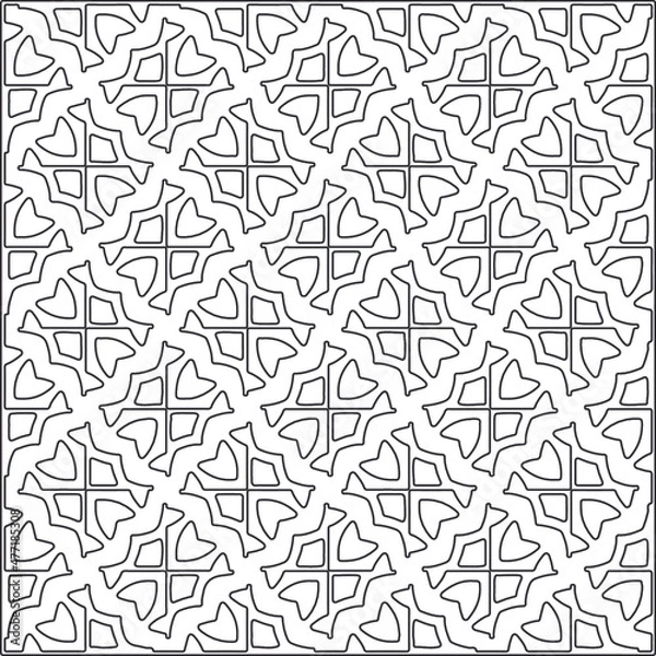 Fototapeta floral pattern background.Repeating geometric pattern from striped elements.  Black pattern. 