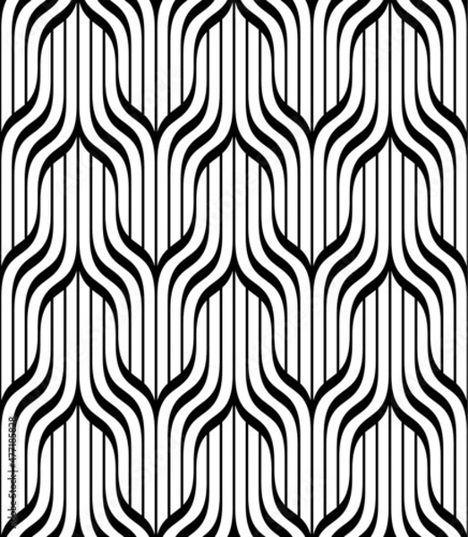 Fototapeta Vector geometric seamless pattern. Modern geometric background. Mesh with wavy lines.