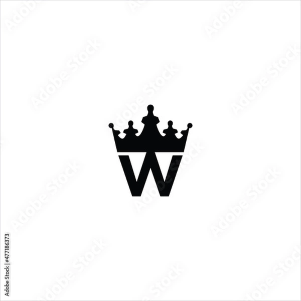 Obraz letter w logo vector crown template