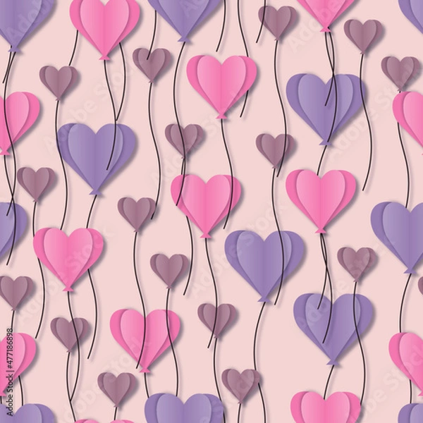 Obraz seamless pattern with voluminous hearts