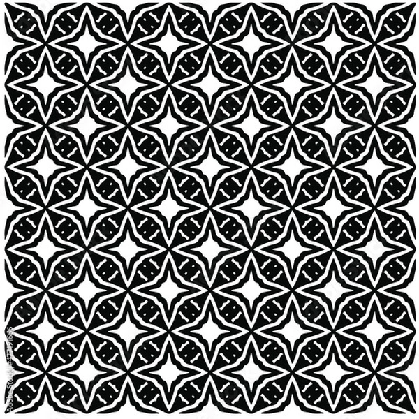 Fototapeta Seamless vector pattern in geometric ornamental style. Black  pattern.Design element for prints, backgrounds, template, web pages 
and textile pattern. Geometric art.