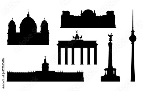 Obraz Berlin sightseeings silhouette vector set