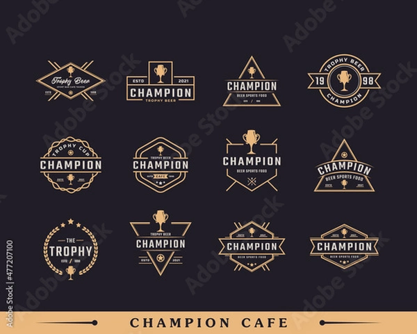 Obraz Set of Classic Vintage Label Badge Emblem Trophy Cup Beer for Retro Sport Bar Cafe Tavern Logo Design Inspiration
